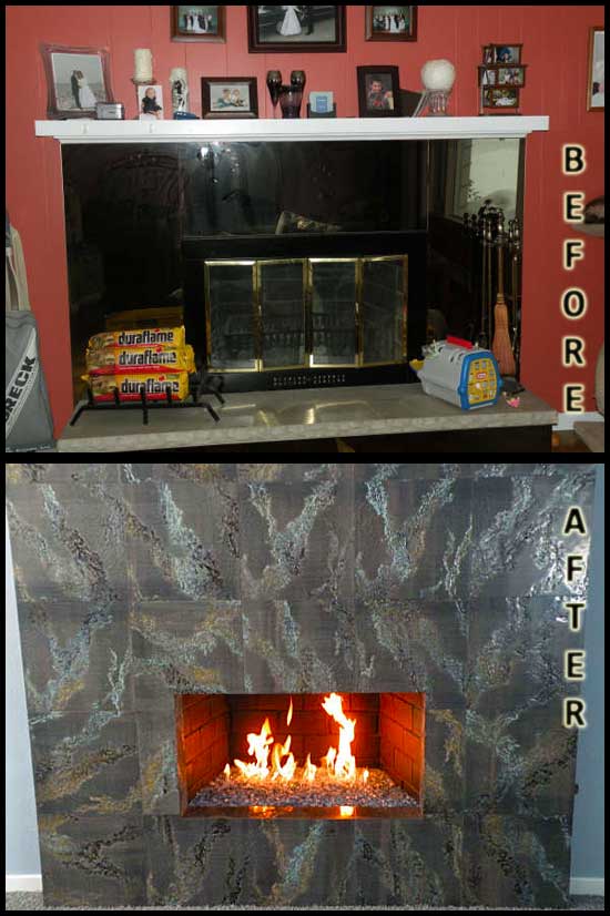 Fireplace Glass using Aquatic Glassel