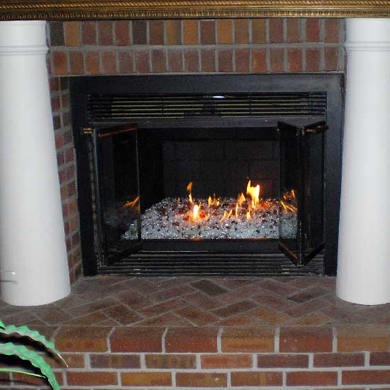 Fireplace Glass using Aquatic Glassel