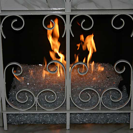 Fireplace Glass using Aquatic Glassel