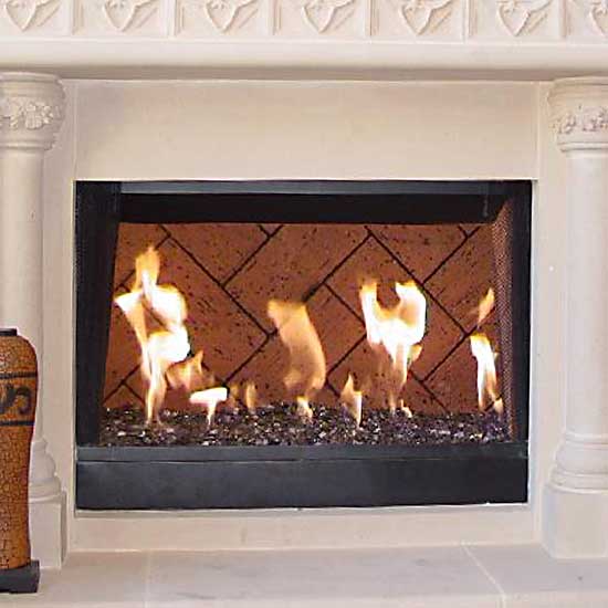 Fireplace Glass using Aquatic Glassel